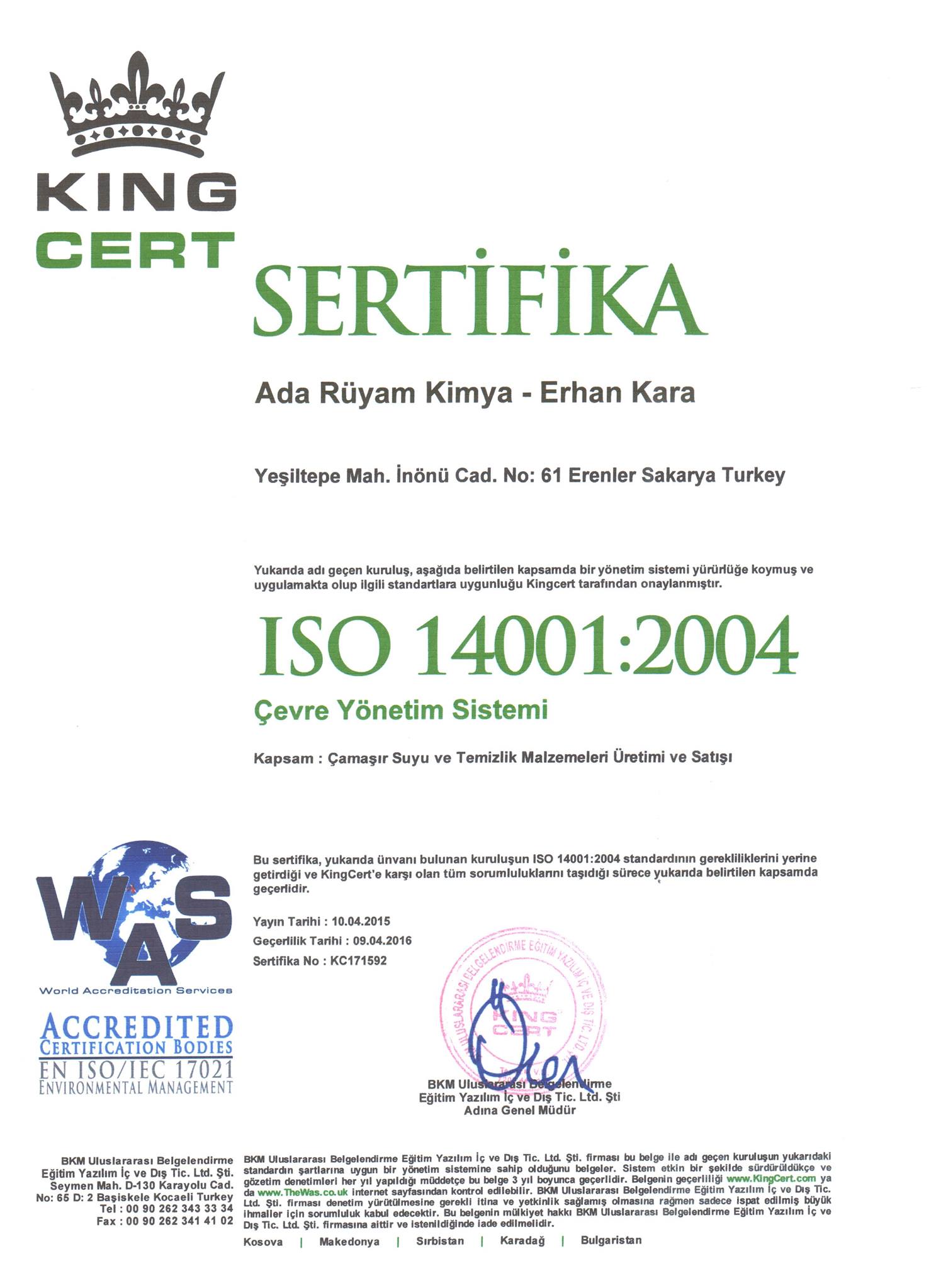  İSO 14001:2008
